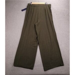ADRIENNE VITTADINI Pants Size LARGE Wide Leg Lightweight Green Gold Stripe NEW